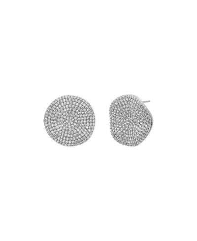 Shop By Adina Eden Pave Indented Circle On The Ear Stud Earring In Silver