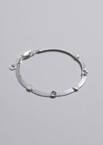Shop Other Stories Stone Embellished Chain Bracelet In Silver