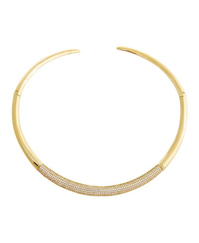 Shop By Adina Eden Pave Accented Graduated Collar Choker Necklace In Gold