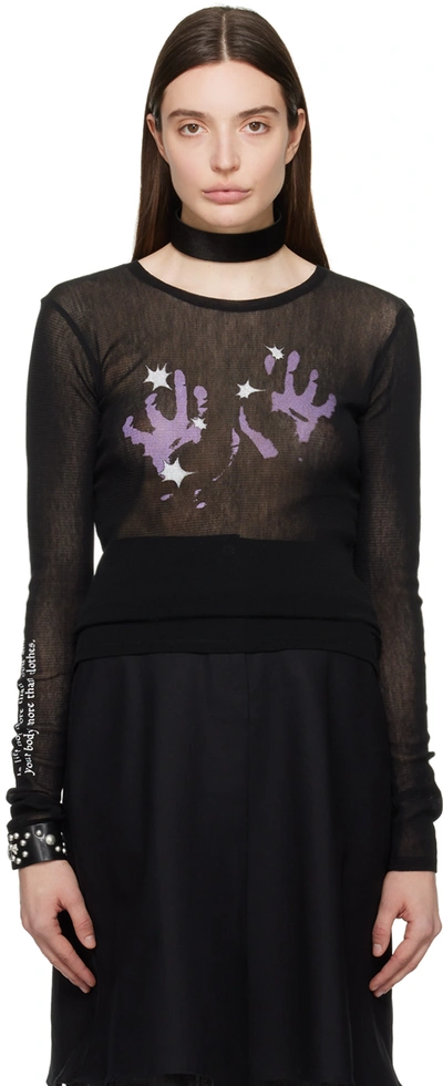 Shop Our Legacy Black Super Slim Long Sleeve T-shirt In Lilac Taste Print