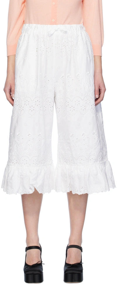 Shop Simone Rocha White Drawstring Trousers In White/white