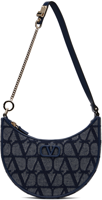 Shop Valentino Blue Mini Vlogo Signature Bag In Yj9 Melange-denim