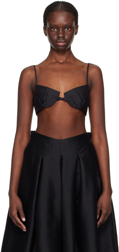 Shop Shushu-tong Black Bow Bra In Ba100 Black