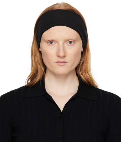 Shop Filippa K Black Embroidered Headband In 1433 Black