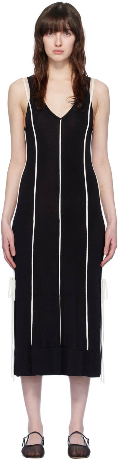 3.1 Phillip Lim Black Piping Maxi Dress In Mi431 Midnight-ivory