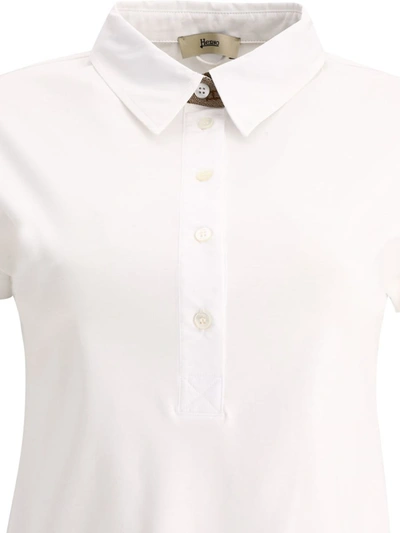 Shop Herno Poplin And Monogram Polo Shirt In White