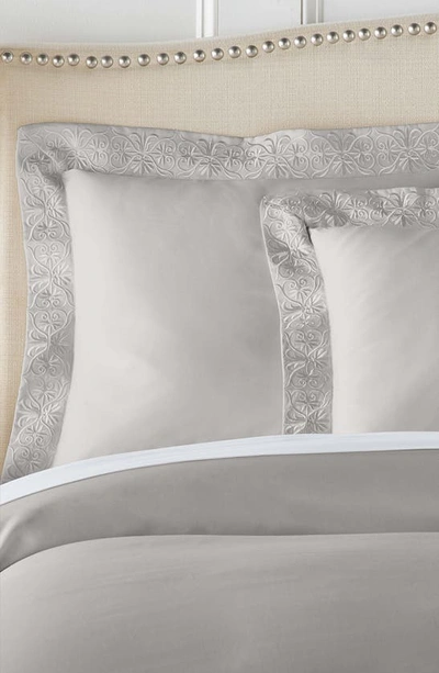Shop Pure Parima Ariane Embroidered 100% Cotton Duvet Cover Set In Grey