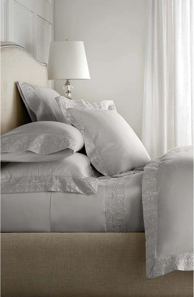 Shop Pure Parima Ariane Embroidered 100% Cotton Duvet Cover Set In Grey