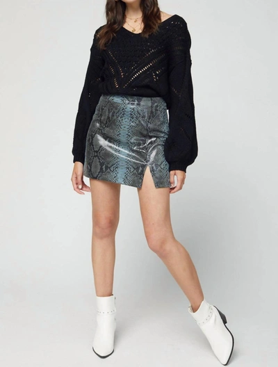 Shop Entro Snake Skin Faux Leather Mini Skirt In Blue
