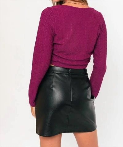 Shop Le Lis Long Sleeve Ruched Crop Top In Magenta In Pink