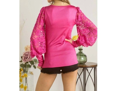 Shop Adora Lace Sleeve Top In Pink