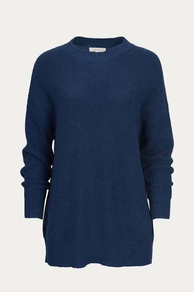 Shop Bestto Ribbed-knit Cotton Sweater In Navy In Blue