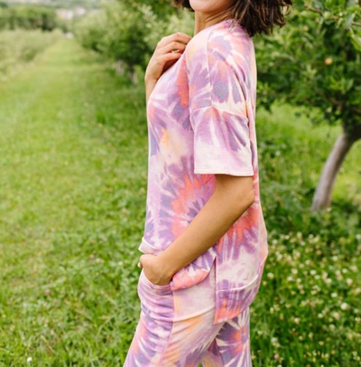 White Birch Swirly Tie Dye Lounge Top In Multi