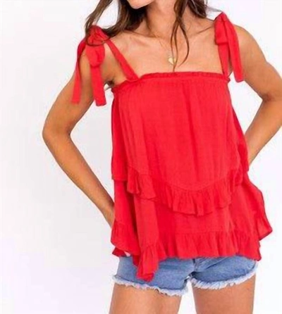 Shop Le Lis Mckenna Ruffle Tie Top In Red