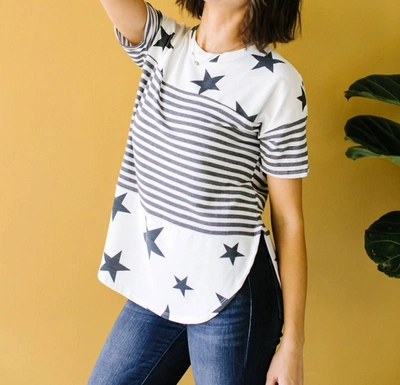 Now N Forever Stripes & Stars Top In Black & White In Multi