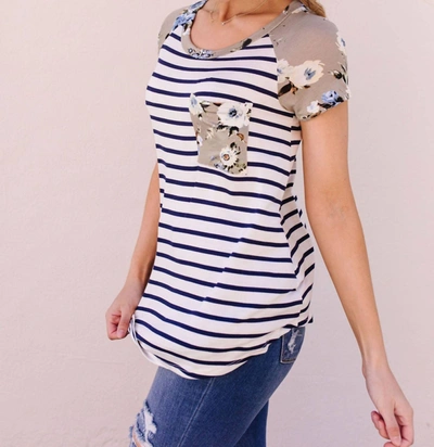 E. Luna Flower Power Raglan Top In Sage In Multi