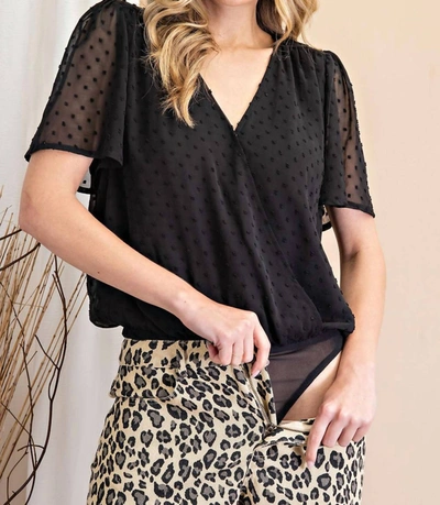 Shop Eesome Tufted Dots Bodysuit-blouse In Black