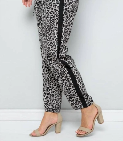 Shop See And Be Seen Leopard Print Straight Leg Pants In Grey