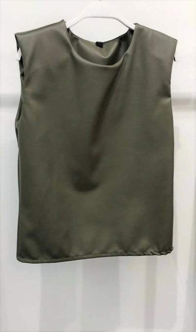 Shop Venti6 Leather Sleeveless Top In Green