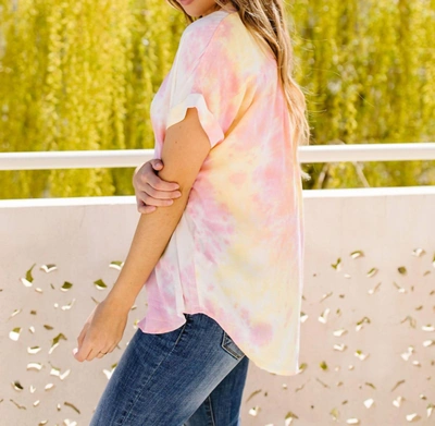 Davi & Dani Tie & Tie Dye Top In Sunset In Pink