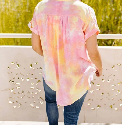 Davi & Dani Tie & Tie Dye Top In Sunset In Pink