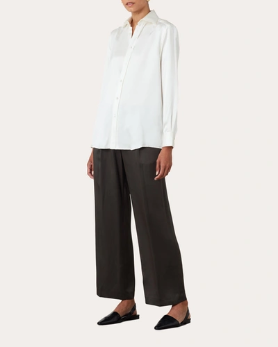 With Nothing Underneath Women's The Boyfriend Silk-satin Shirt In White