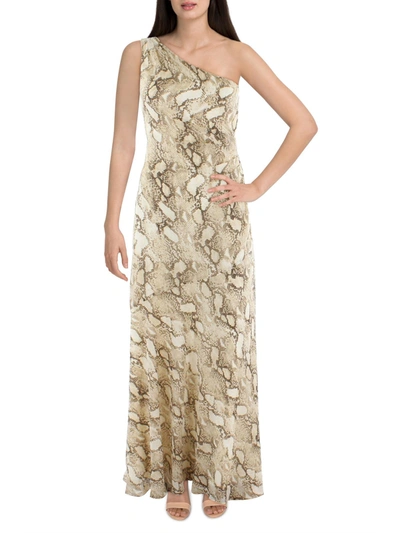 Shop Lauren Ralph Lauren Womens Georgette Snake Print Evening Dress In Beige
