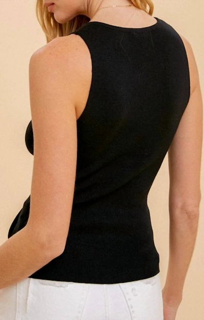Hem & Thread Drawstring Sweater Top In Black In Black
