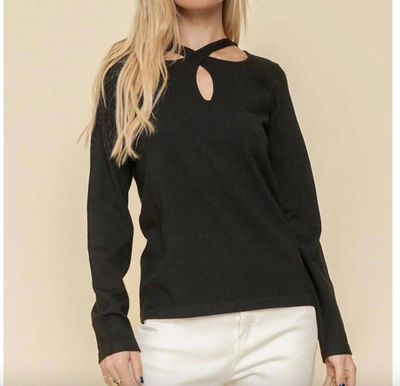 Shop Hem & Thread Cut Out Neck Sweater In Black