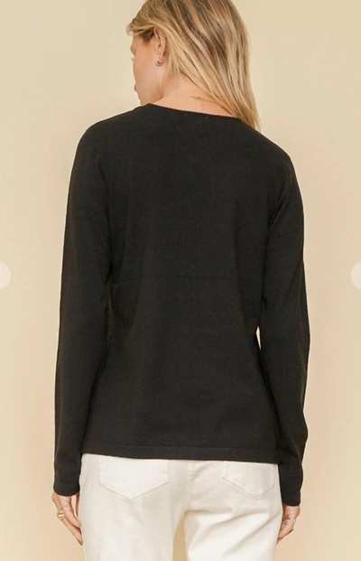 Hem & Thread Cut Out Neck Sweater In Black In Black