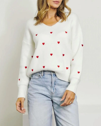 Shop J.nna Cross My Heart Embroidered Sweater In White