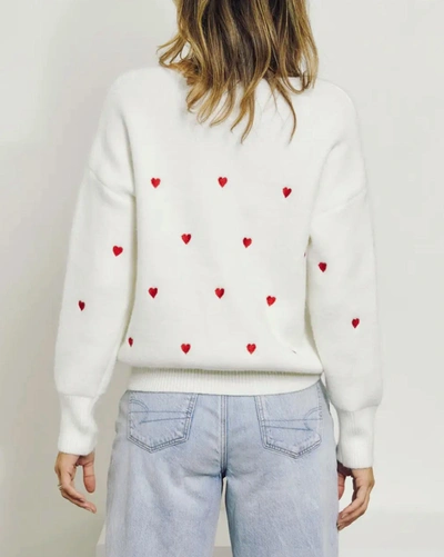 Shop J.nna Cross My Heart Embroidered Sweater In White