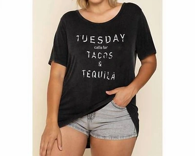 Shop Pol Tacos And Tequila Graphic Tee In Washed Black
