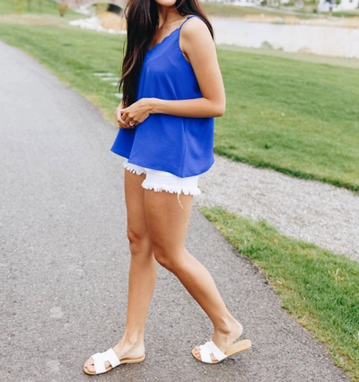 Shop Llove Sweet Scalloped Cami In Royal Blue