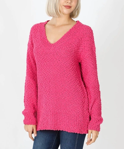 Shop Umgee Popcorn Plus Sweater In Hot Pink
