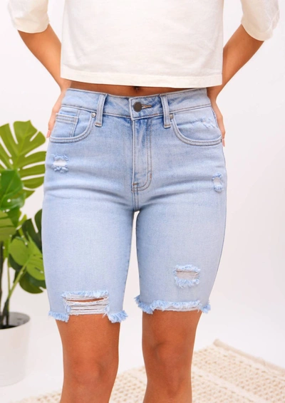 Shop Just Black Denim Go The Extra Mile Shorts In Light Wash In Blue