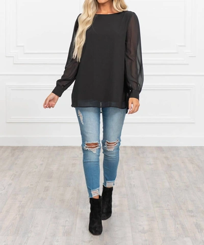 Zenana Adalyn Chiffon Blouse In Black In Black