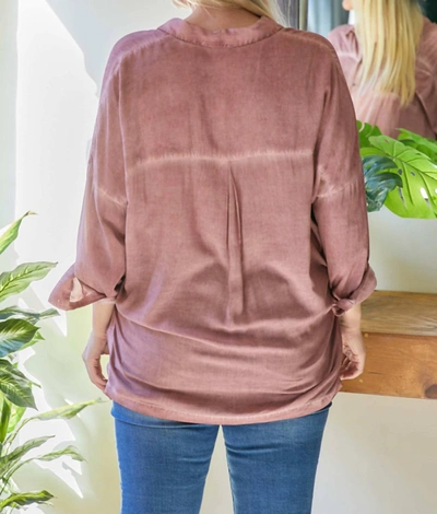 Davi & Dani Solid Button Down Long Sleeve Shirt - Plus In Blush In Gold