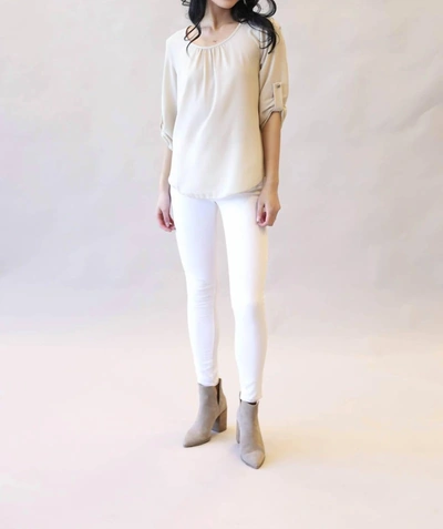 Moda Collection Favorite Must Have Top In Beige In Beige