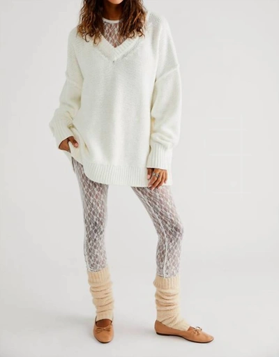 Shop Free People Alli V-neck Sweater In Optic White
