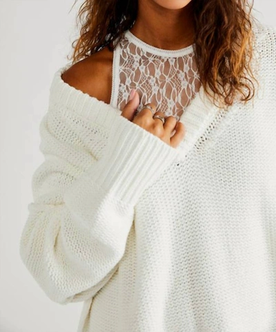 Shop Free People Alli V-neck Sweater In Optic White