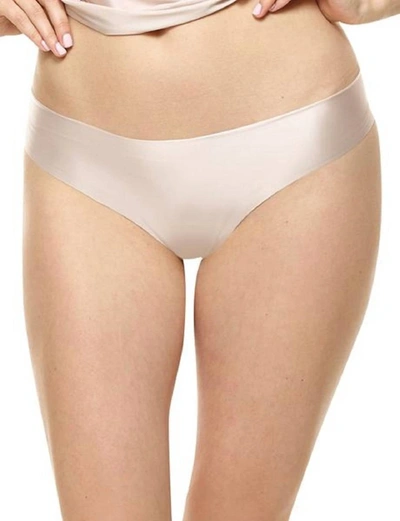 Shop Commando Luxe Satin Thong Panty In Creme In Beige