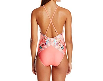 Shop Minkpink Blooming Floral Cross Back Strap One-piece In Peach In Pink