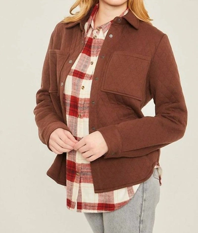 Love Tree Diamond Quilted Shacket In Brown In Brown