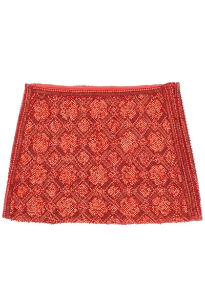 Shop Retroféte Retrofete Embroidered Mini Skirt In Red