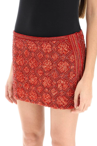 Shop Retroféte Retrofete Embroidered Mini Skirt In Red