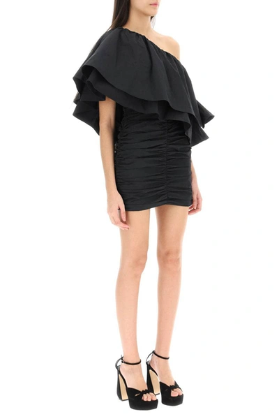 Shop Rotate Birger Christensen Rotate 'taft' One-shoulder Mini Dress In Black