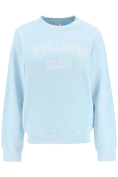 Shop Sporty And Rich Sporty Rich Crew-neck Sweatshirt With Lettering Print In Blue