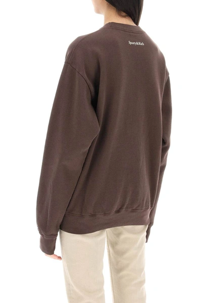 Shop Sporty And Rich Sporty Rich Crew-neck Sweatshirt With Lettering Print In Brown