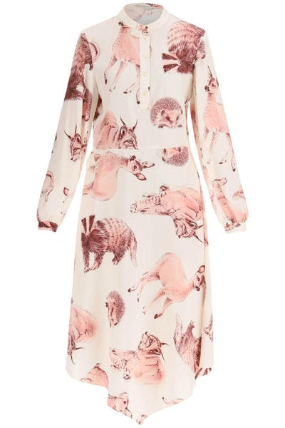 Shop Stella Mccartney Fauna Rewild Print Shirt Dress In Pink